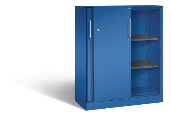 C+P schuifdeurkast Asisto, H1310xB1000xD435mm, kleur: gentiaanblauw, beugelgreep, 3 niveaus, 142032-000 S10133