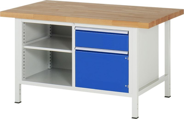 RAU werkbank serie 8000 - frameconstructie (gelast frame), 1x legbord, 1x lade, 1x draaideur, 1500x840x900 mm, 03-8461A2-159B4S.11