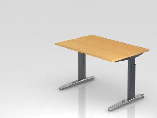 Hammerbacher bureau C-onderstel 120x80cm beuken/grafiet (gepolijst), rechthoekige vorm, VXB12/6/GC