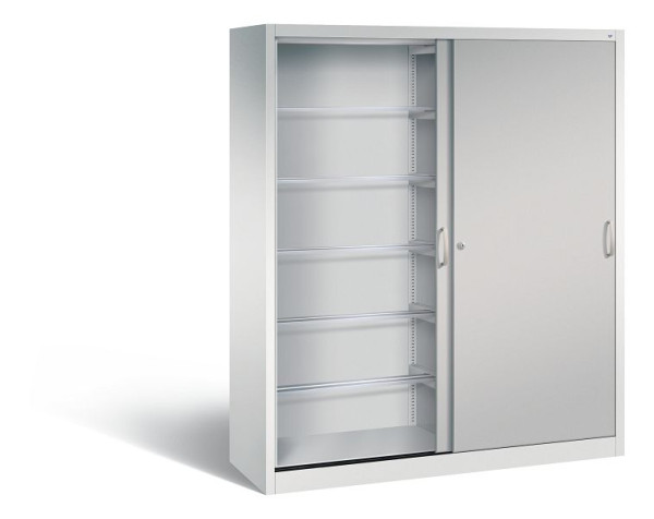 C+P schuifdeurkast Acurado, H1950xB1600xD500mm, kleur: lichtgrijs/wit aluminium, beugelgreep, 2150-60 S10043