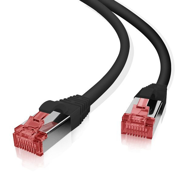Helos patchkabel S/FTP Cat 6 zwart 10,0m, 118036