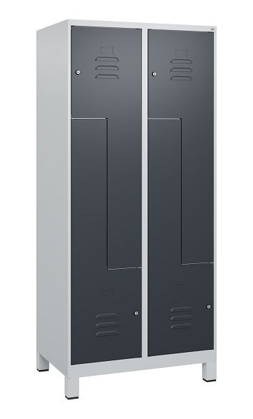 C+P Z-Spind Classic PLUS, voeten, 4 vakken, 1800x800x500mm, 7035/7016, cilindersloten, 0800137-224 S10023