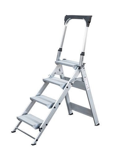 DENIOS klaptrap van aluminium, met console en 4 treden, 274-491