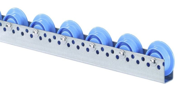 BS-rollenrollenrail met flensrollen van kunststof, diameter 48/66 mm, steek 75 mm, 422.000