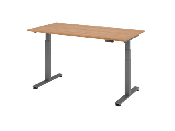 Hammerbacher zit-sta bureau elektrisch 160x80cm walnoot, werkhoogte 63,5-128,5 cm, VXDSM16/N/G