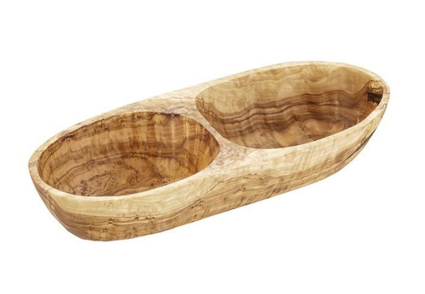 APS schaal -OLIVE-, 26,5 x 11 cm, hoogte: 5 cm, olijfhout, 0,6 liter, elk onderdeel is uniek in exacte kleur en nerf, 01015
