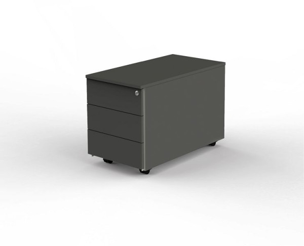 Kerkmann rolcontainer, B 430 x D 800 x H 540 mm, met centrale vergrendeling, antraciet, 12444713