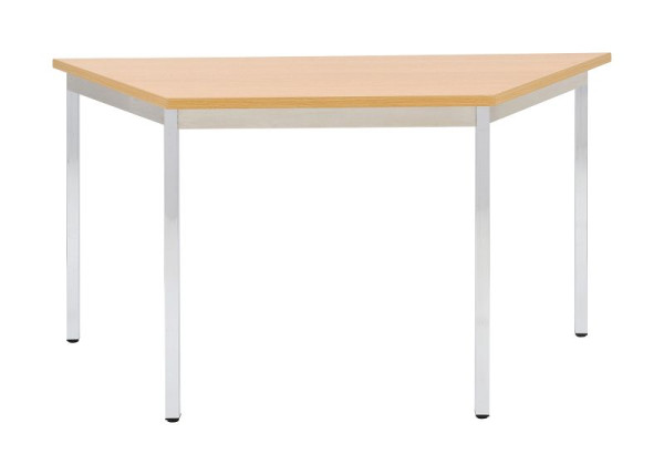 Bisley MULTI Desking multifunctionele tafel, trapezium, verchroomd, 25 mm, BC beukendecor, H 740 x B 1200 x D 600 mm, MTC25T1206BC399