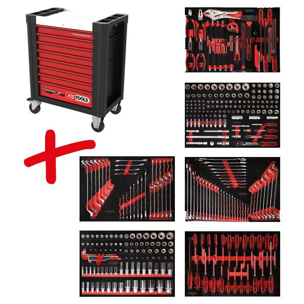 KS Tools PERFORMANCEplus werkplaatswagenset P10, met 366 gereedschappen en 6 laden, 810.6366