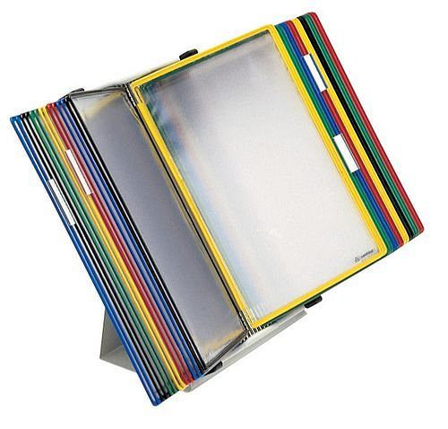DENIOS tafelstandaard met 20 DIN A4-borden, diverse kleuren, 145-073