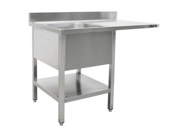 Saro spoelbak midden met 1 bak, links - 600 mm diepte, 1200 mm, 600-2600L