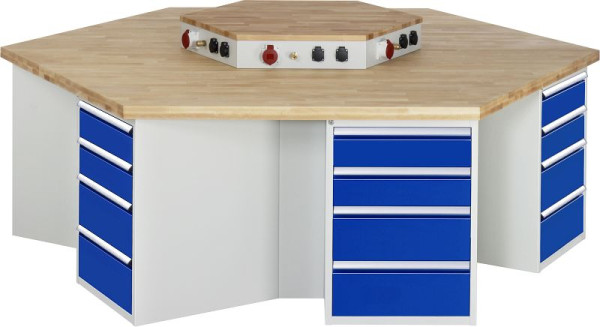 RAU groepswerkbank 4000 - model 498, B2700 x D2340 x H900 mm, met energieopzetstuk, 03-498-135B5M-EA1.11