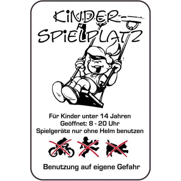 Stenen HGS speeltuinbord, KINDERSPEELPLAATS - Voor kinderen onder de 14 jaar - Open van 8.00 - 20.00 uur..., 400 x 600 mm, 14864