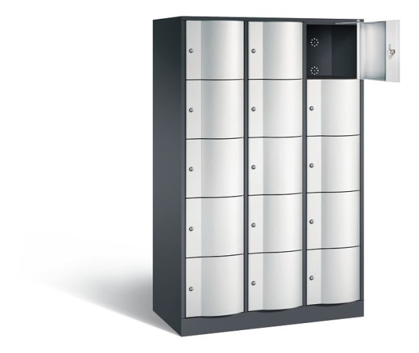 C+P lockerkast Resisto, H1950xB1148xD540mm, kleur: zwartgrijs/lichtgrijs, 8570-372 S10389