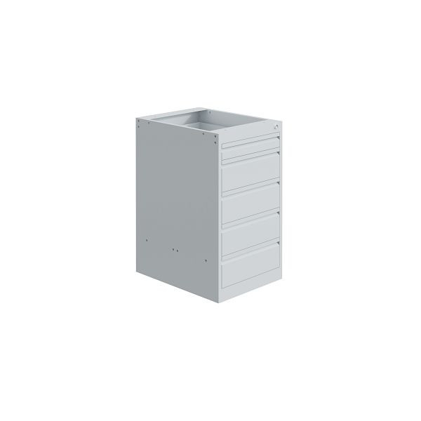 SOFAME onderbouwcontainer met 1 lade H75 mm + 4 laden H150 mm, lichtgrijs RAL 7035, W010090099GC