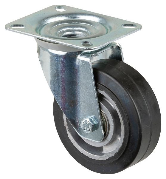 BS rollen transportrol, wielbreedte 40 mm, wiel-Ø 100 mm, draagvermogen 150 kg, zwarte elastische banden, aluminium wiellichaam, kogellagers, L400.B80.100