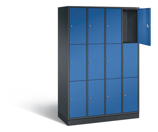 C+P lockerkast Intro, H1950xW1220xD490mm, kleur: zwartgrijs / gentiaanblauw, 8370-401 S10019