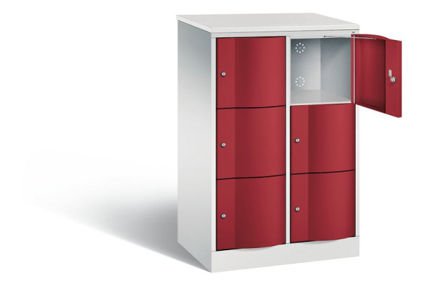 C+P lockerkast Resisto, H1255xW772xD540mm, kleur: lichtgrijs/robijnrood, 8573-272 S10458