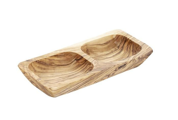 APS schaal -OLIVE-, 17,5 x 8,5 cm, hoogte: 2,5 cm, olijfhout, 0,15 liter, elk onderdeel is uniek in exacte kleur en nerf, 01014