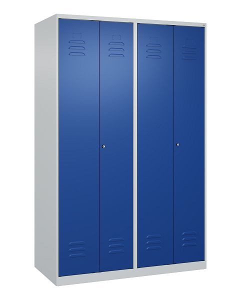 C+P Umkleidespind Classic PLUS, Doppel-Spind, 4 Abteile, 1850x1200x500mm, 7035/5010, Zylinderschlösser, 080002-40P S10018