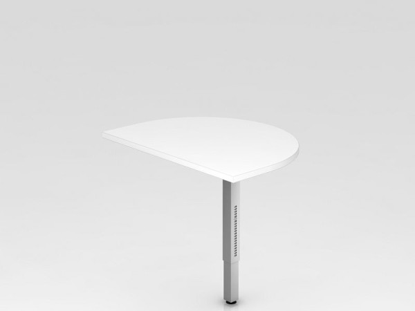 Hammerbacher aanschuiftafel met steunpoot vierkant 60x80cm wit/zilver, afgerond voor bevestiging aan een bureau, VRA60/W/S