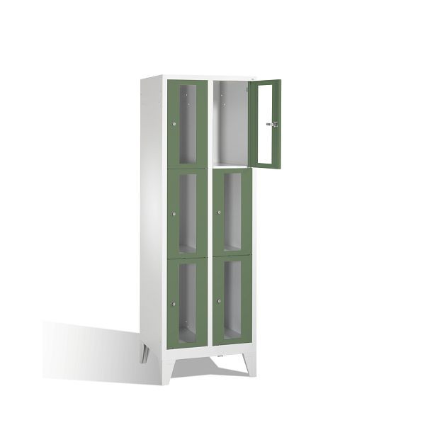 C+P lockerkast Classic, H1850xB610xD500mm, kleur: lichtgrijs / reseda groen, 8010A203 S10004