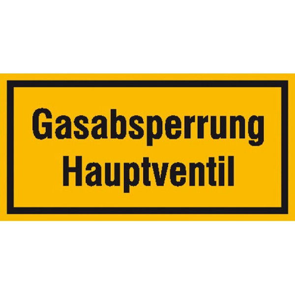 Stein HGS HGS informatiebord voor bedrijfsidentificatie, gasafsluiter hoofdkraan, 200x100mm/folie, zelfklevend, 21.5853