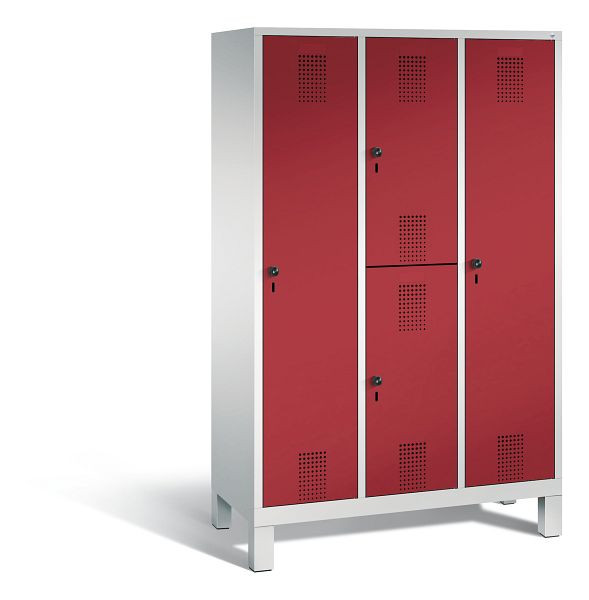 C+P cijferslot Evolo, H1850xB1200xD500mm, kleur: lichtgrijs/robijnrood, 48610-32 S10029