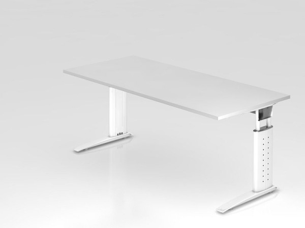 Hammerbacher bureau C-poot 180x80cm wit/wit, werkhoogte 68-86 cm verstelbaar, VUS19/W/W