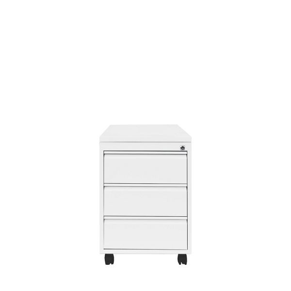 Lüllmann ClassiX rolcontainer, greeplijst voorzijde, 3 laden, 626 x 400 x 590 mm, signaalwit, X-505157