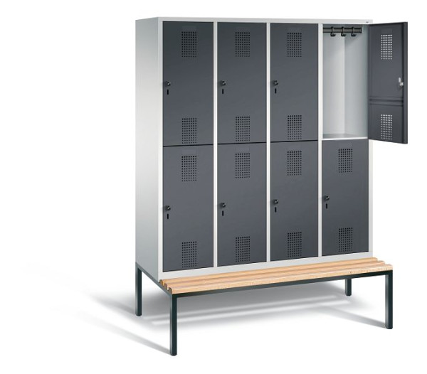 C+P locker dubbeldekker Evolo, H2090xW1590xD810mm, kleur: lichtgrijs/zwartgrijs, 48350-42 S10175