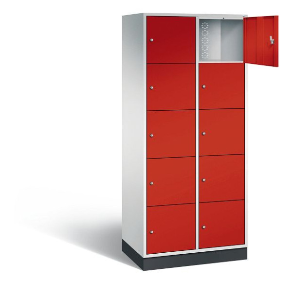 C+P XL lockerkast Intro, H1950xW820xD490mm, kleur: lichtgrijs / vuurrood, 8570-202 S10051