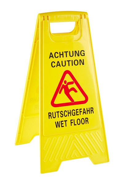 APS standaard, breedte: 30 cm, hoogte: 63 cm, polypropyleen, geel, tekst op beide zijden, -ATTENTION, SLIDING HAZARD-, 71421