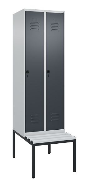 C+P luierkastje Classic PLUS, met onderbank, 2 vakken, 2120x600x815mm, 7035/7016, draaibare sluiting, 0800507-20 S10038