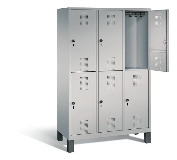 C+P locker dubbeldekker Evolo, H1850xB1200xD500mm, kleur: wit aluminium, 48310-32 S10214