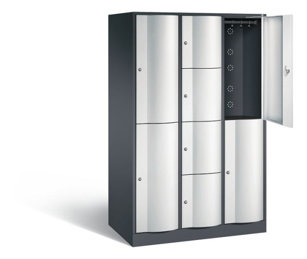 C+P XL combinatie lockerkast Resisto, H1950xB1148xD640mm, kleur: zwart grijs / lichtgrijs, 8070-3732 S10013