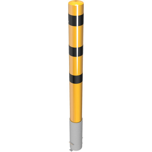 Stein HGS HGS stalen buispaal/rambeschermpaal -Bollard-, 2000mm/zonder sluiting, verkeersgeel (RAL 1023) gecoat met 3 zwarte strepen, geen oogjes, 40152hb-gs