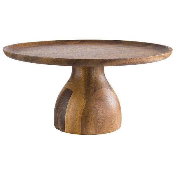 APS serveer- en taartbord, Ø 33 cm, hoogte: 16 cm, acaciahout, meubelvriendelijke bodem, -ACACIA-, 33295