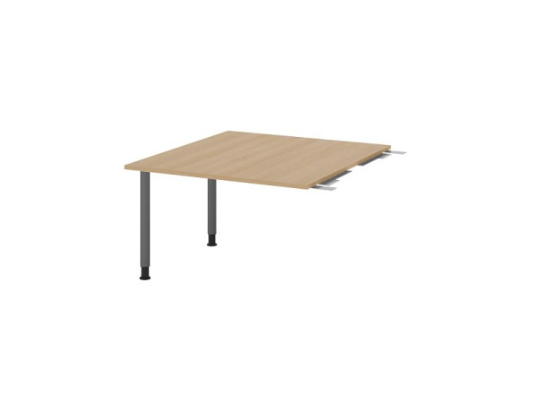 Hammerbacher tussenplaat VKT, kleur tafelblad: eiken, blad: 1200 x 1300 x 25 mm, ronde buisbasis grafiet, werkhoogte: 720 - 740 mm, VKT12C/E/G