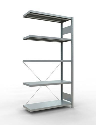Schulte legbordstelling, aanbouwpaneel, 5 opbergniveaus, kruisschoor, vakbelasting 250 kg, 1006 x 436 x 2000 mm, 278742