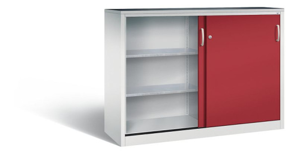 C+P schuifdeurkast Acurado, H1200xB1600xD500mm, kleur: lichtgrijs/robijnrood, 2157-092 S10006