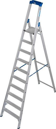 Krause trapladder van aluminium, inclusief plank en emmerhaak, 10 treden R 13, 307637