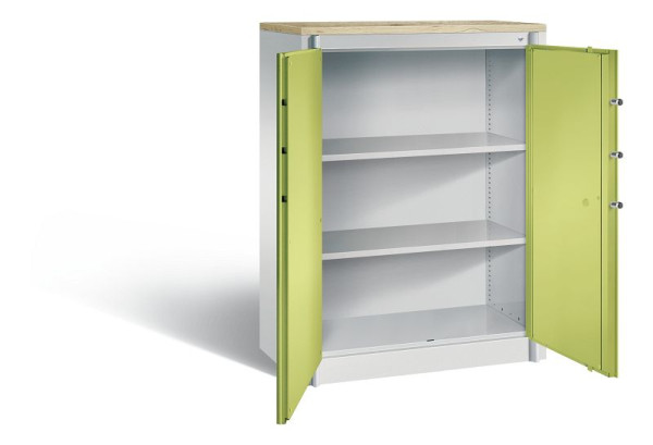 C+P brandwerende kast Certos, H1226xB930xD500mm, kleur: lichtgrijs / virid groen, handgreep, 3 OH, 1171-00 S10326