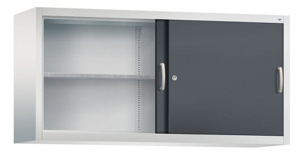 C+P bovenkast Acurado, H790xB1600xD400mm, kleur: lichtgrijs / zwartgrijs, beugelgreep, 2 niveaus, 2145-09 S10024