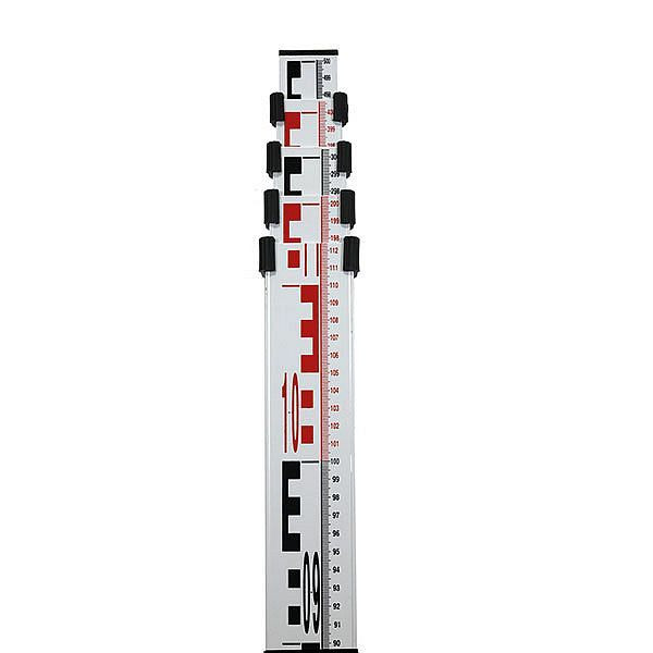 proNIVO telescopische aluminium waterpaslat 5 meter, met E- en mm-verdeling aan de voorzijde, 201-06-805MME