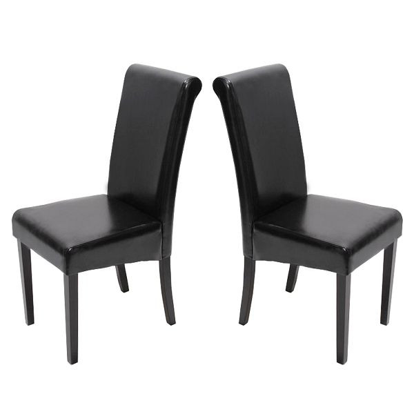 Mendler Set van 2 eetkamerstoelen, keukenstoelen, Novara II, leer, zwart, donkere poten, 8316