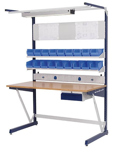 Bedrunka + Hirth werkraster met meerwandige opbouw en onderhangblok, 1x energiekanaal, 2x plank, 1x magneetwand, 1500 x 800 x 2070 mm, 07.999.03