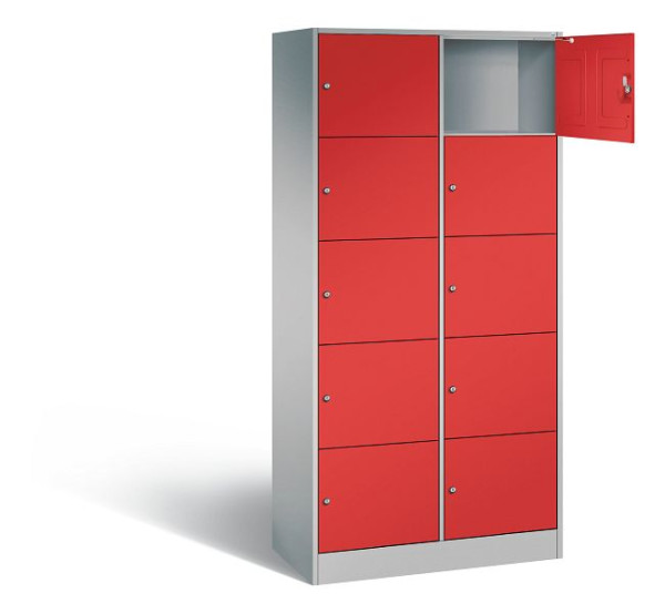 C+P lockerkast serie 8070, H1950xW900xD480mm, kleur: wit aluminium / vuurrood, 82700-20 S10375