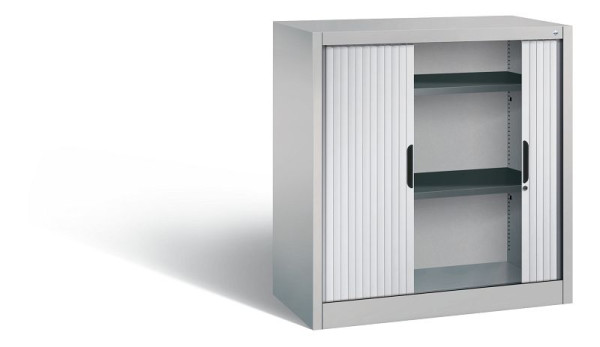 C+P dressoir met rolluik Omnispace, H1030xB1000xD420mm, kleur: wit aluminium, verzonken greep, 2 niveaus, 3242-00 S10085
