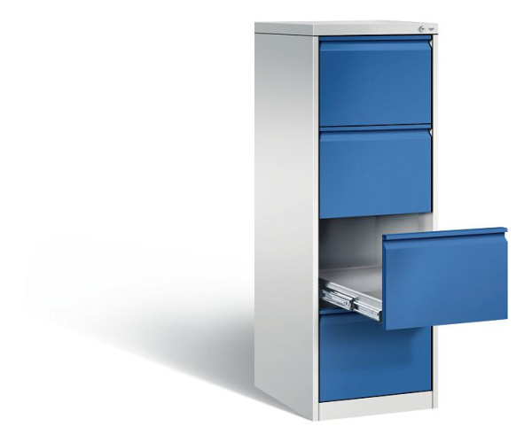 C+P archiefkast Acurado, H1357xB433xD590mm, kleur: lichtgrijs / gentiaanblauw, handgreep, 12434-321 S10019